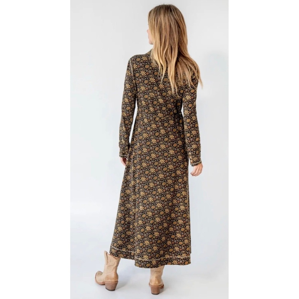 Natural Life Maxi Dress Women Large Brown Floral Cotton Boho Shirtdress L EX - Picture 2 of 7